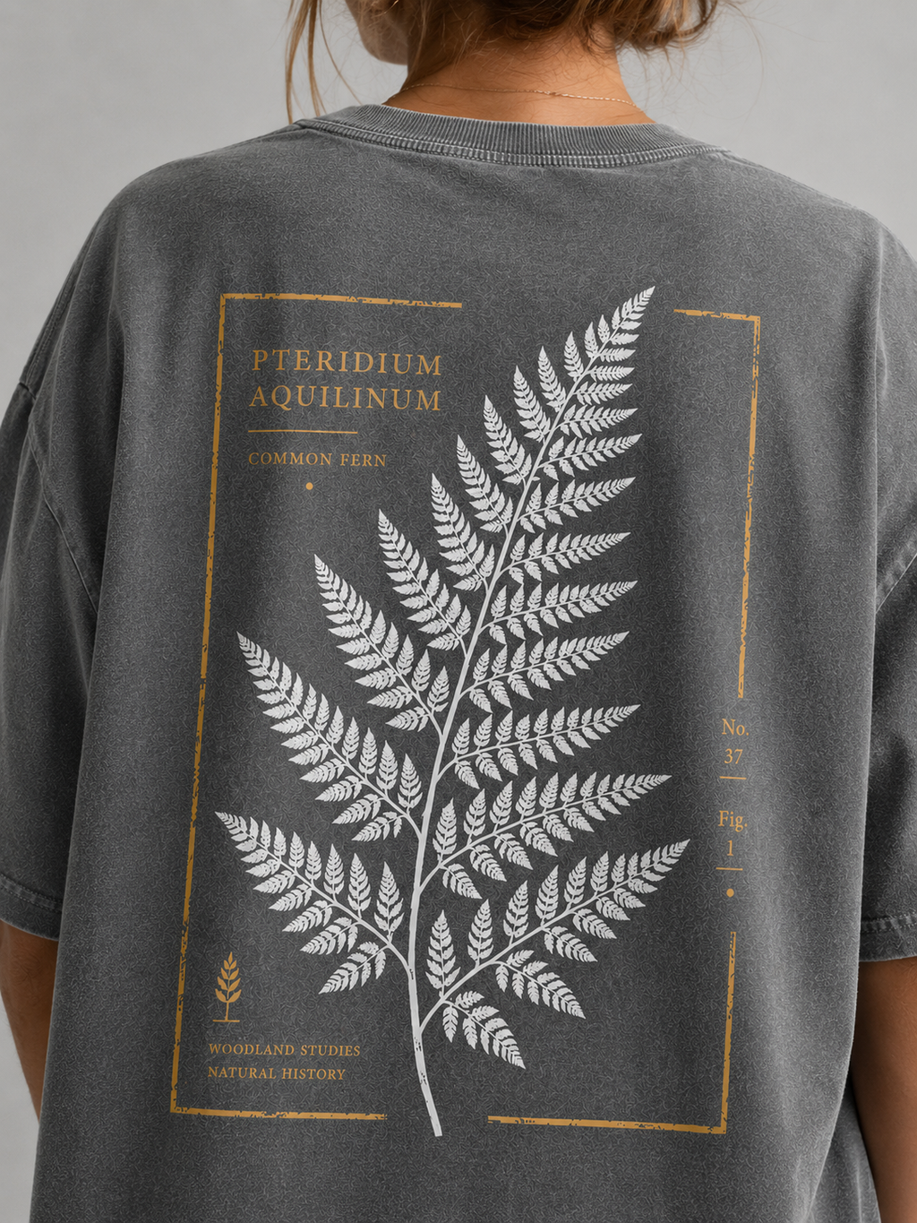 Vintage Fern Washed Oversized Back Print T-Shirt
