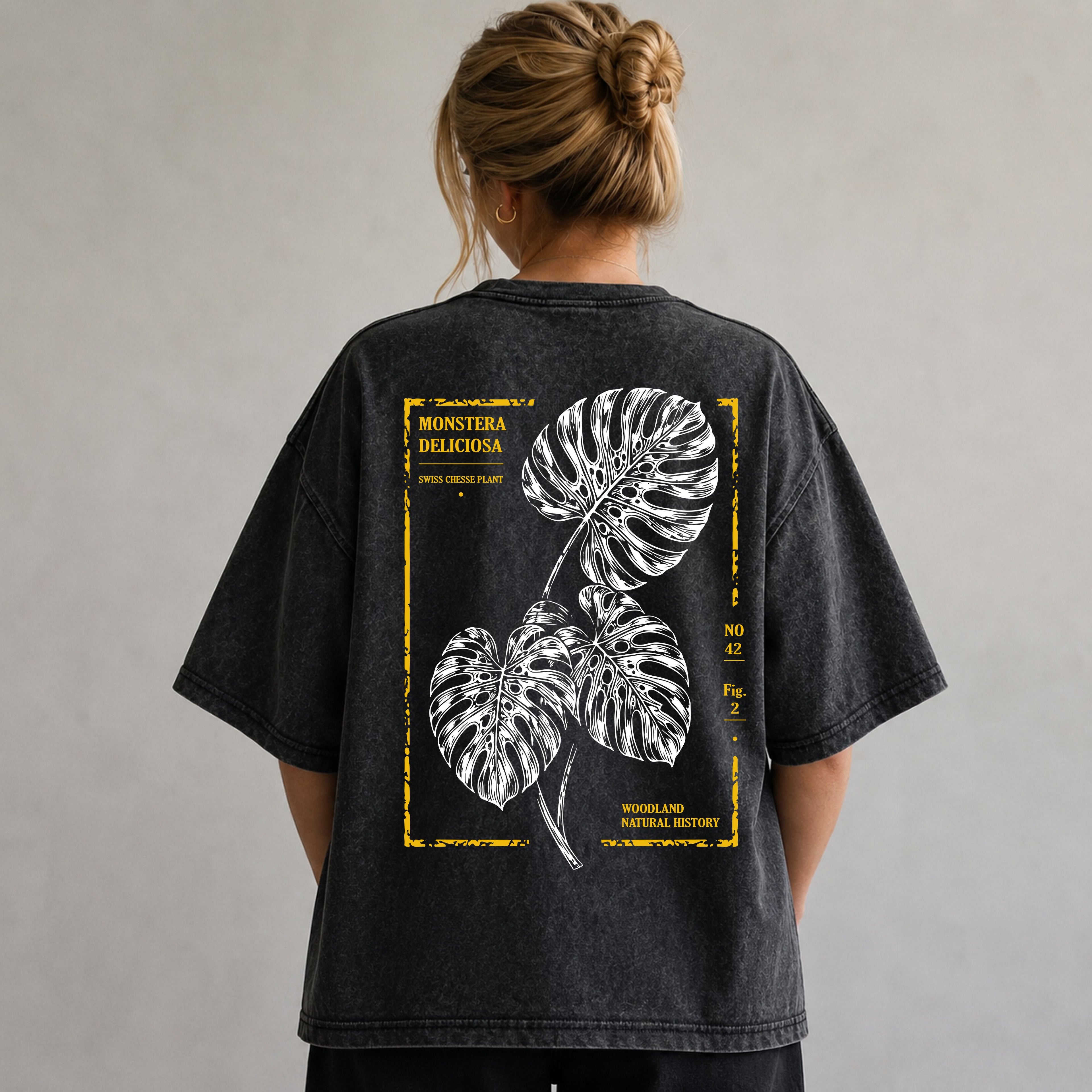 Monstera Botanical Snow Wshed T-Shirt