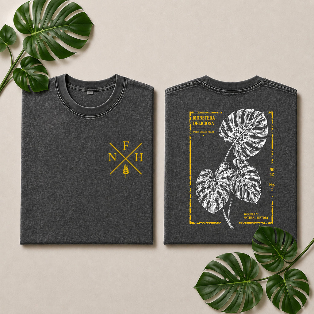 Monstera Botanical Snow Wshed T-Shirt