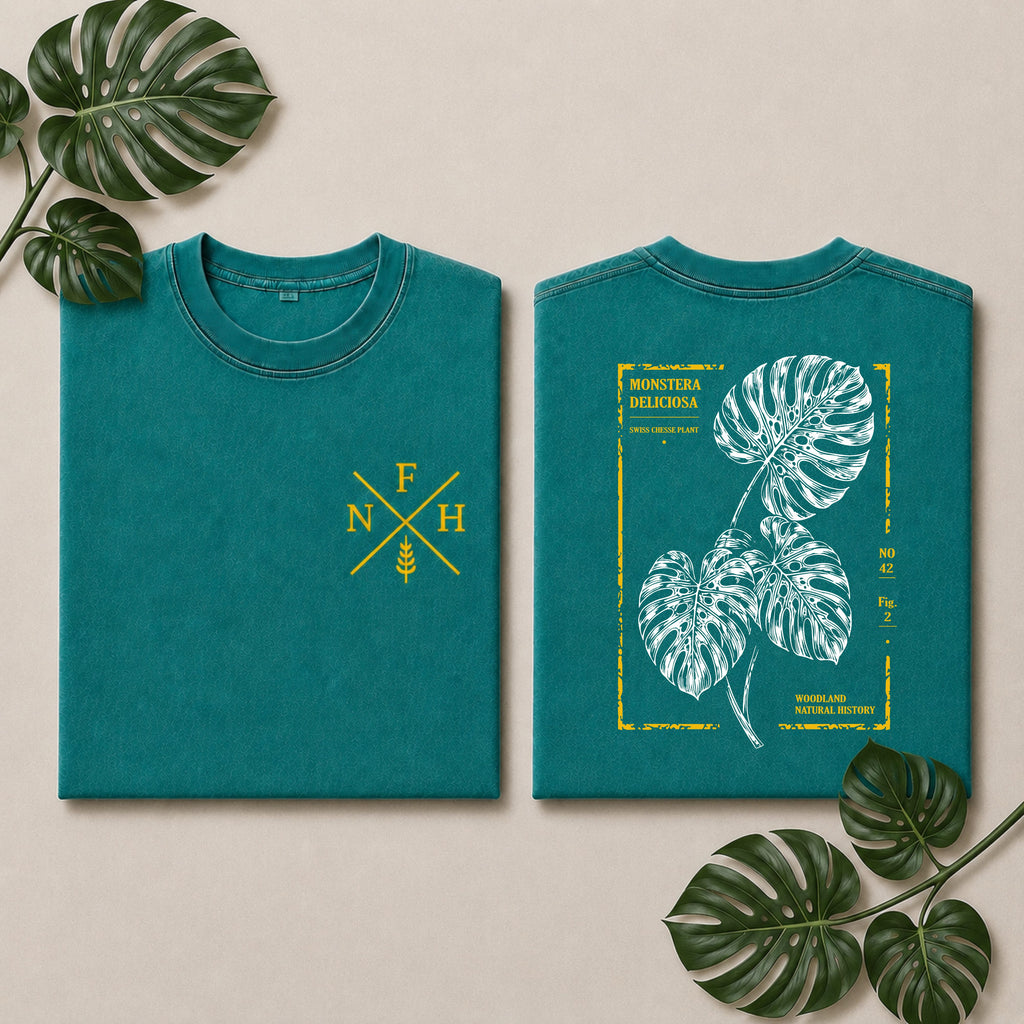 Monstera Botanical Snow Wshed T-Shirt