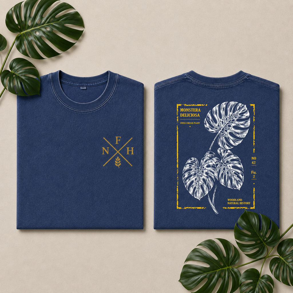 Monstera Botanical Snow Wshed T-Shirt