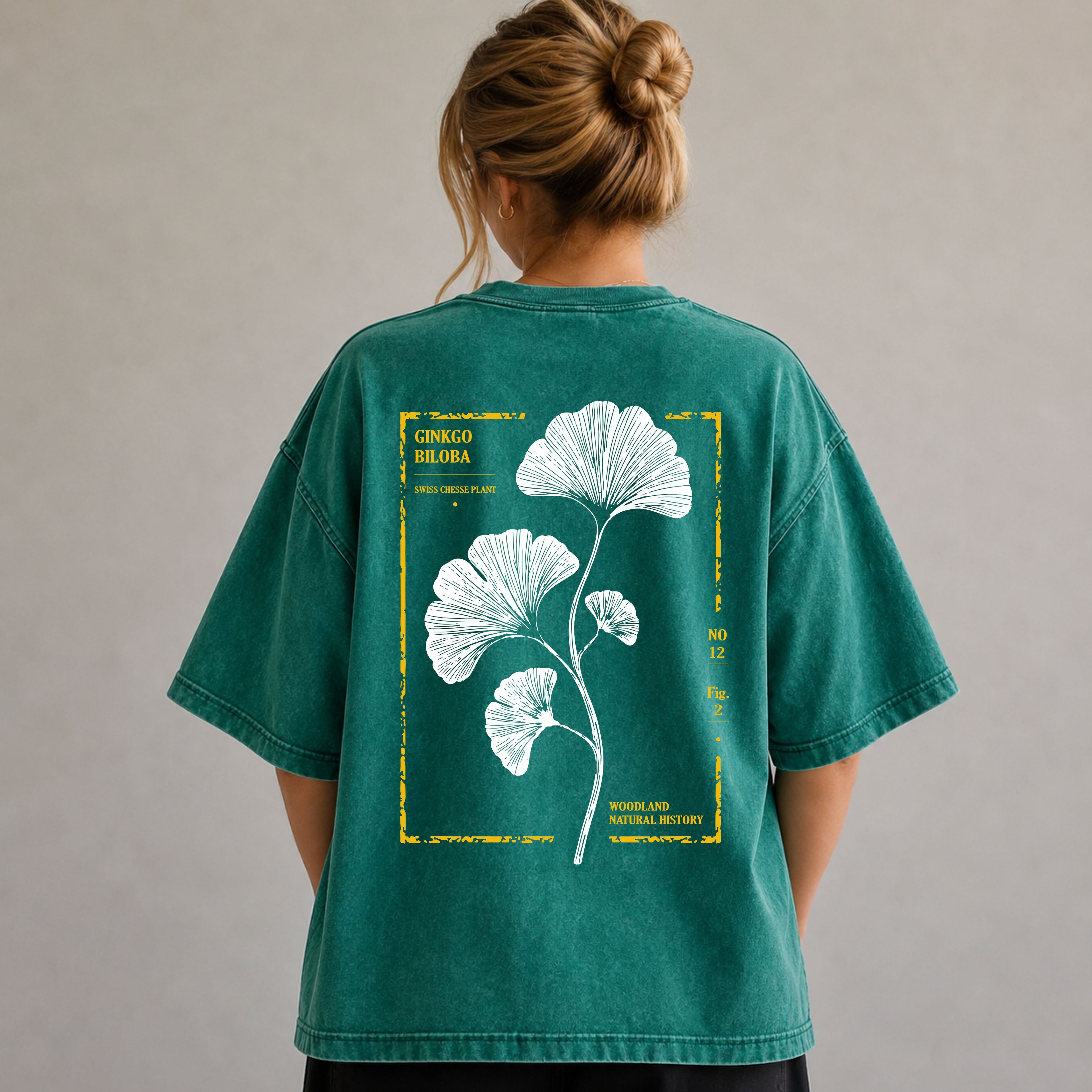 Ginkgo Biloba Snow Washed Oversized T-Shirt