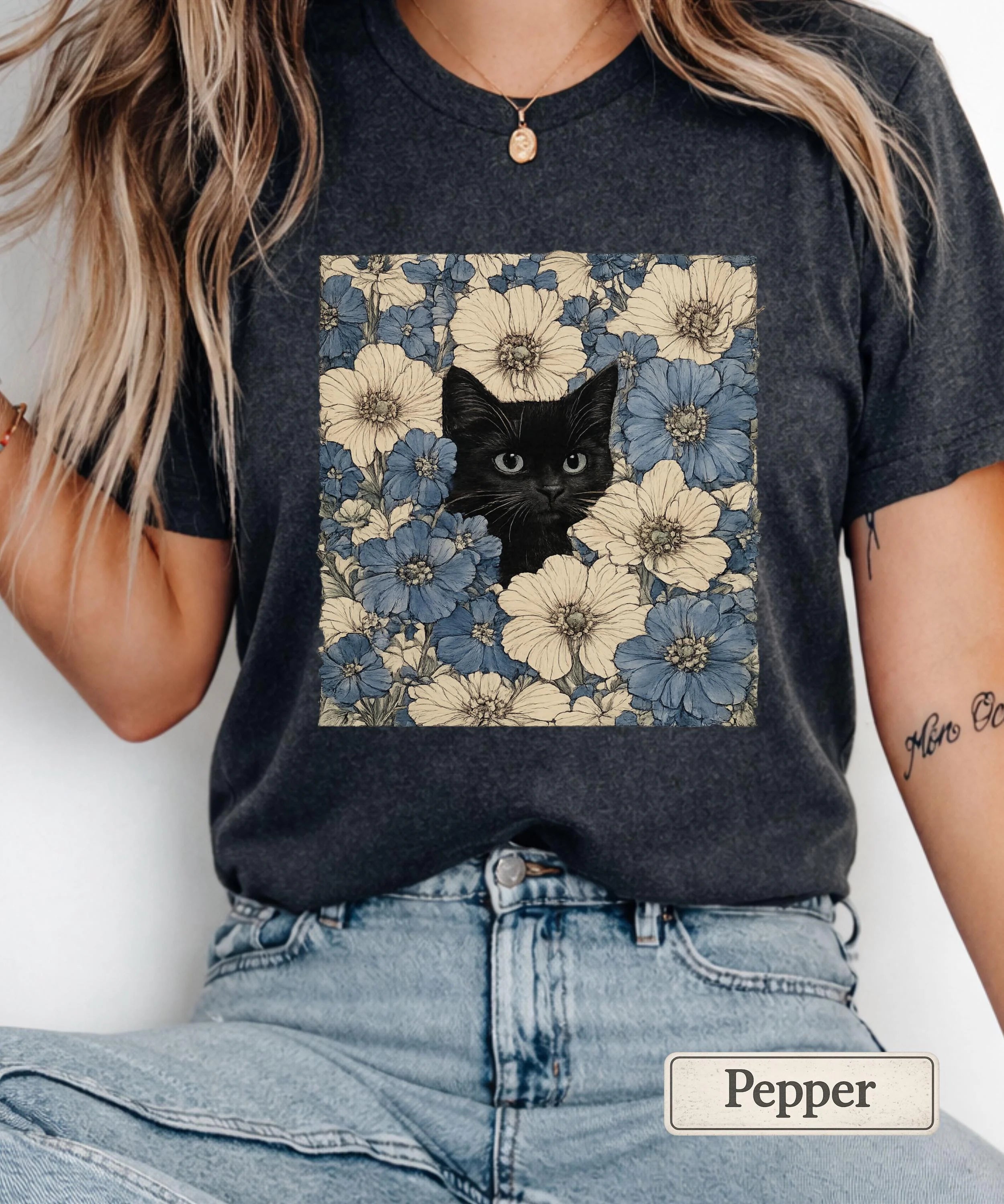 Vintage Floral Cat Shirt