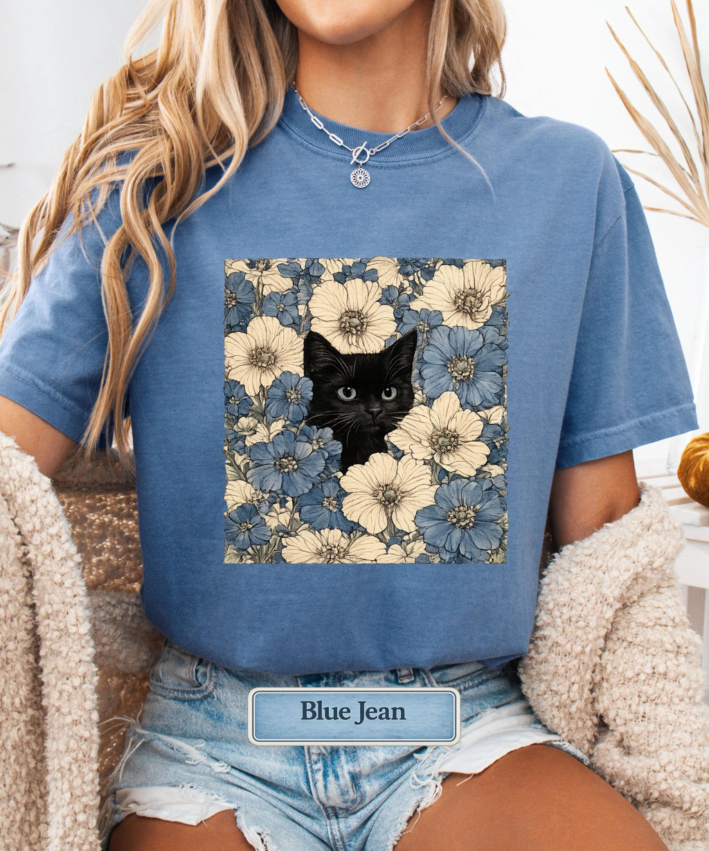 Vintage Floral Cat Shirt