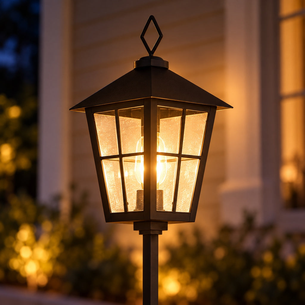 Close-up of illuminated black lantern