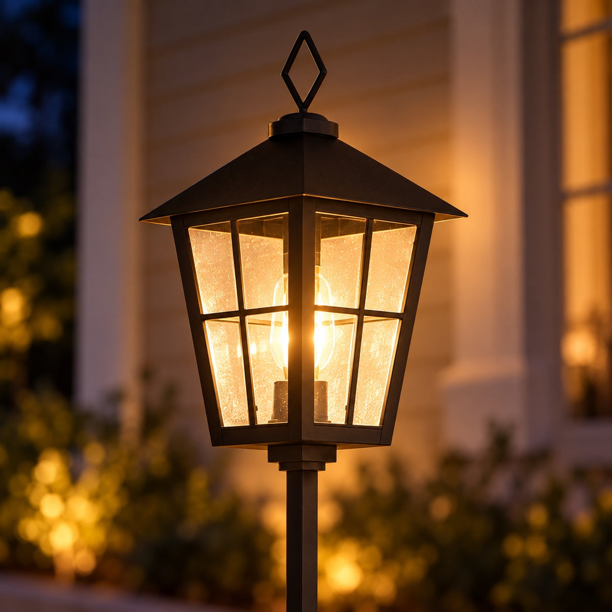 Close-up of illuminated black lantern